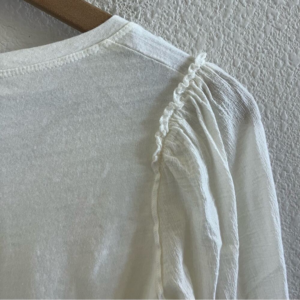 Bordeaux White Cream Burnout Blouse Statement Sleeve Top XS - Picture 5 of 6